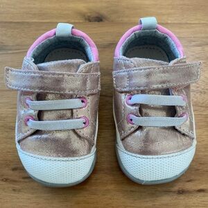 See Kai Run Pink and White Velcro Sneakers